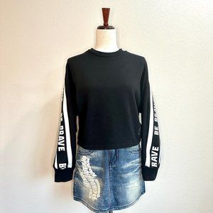 Pavement Lemonade Black Teenager Long Bat Sleeve Cropped Sweatshirt Size 14/S
